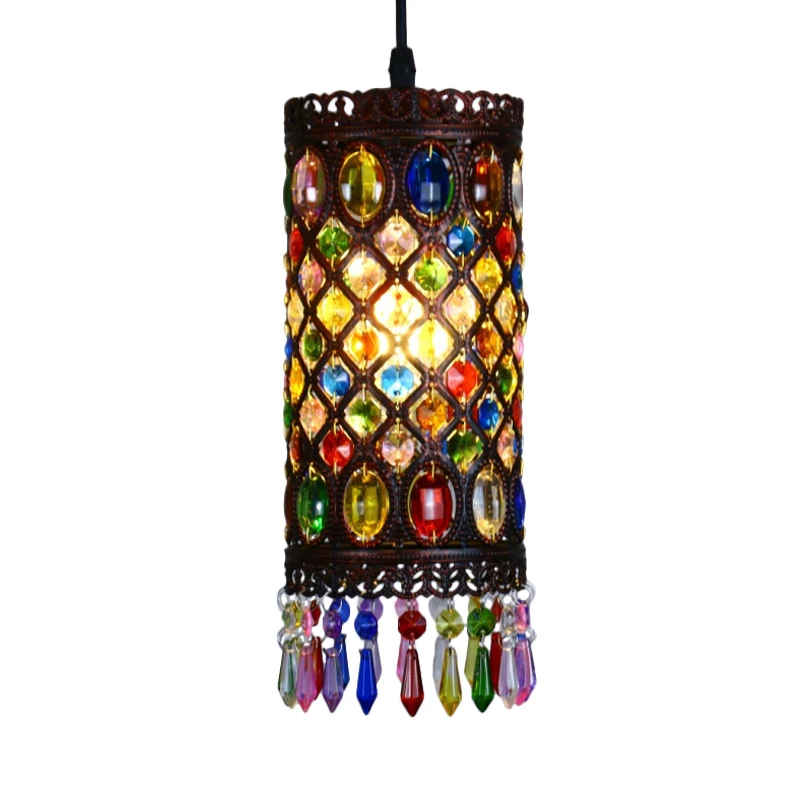Plafonnier suspendu en cuivre à 1 ampoule, luminaire traditionnel à Suspension cylindrique en métal, pour Restaurant Clear...