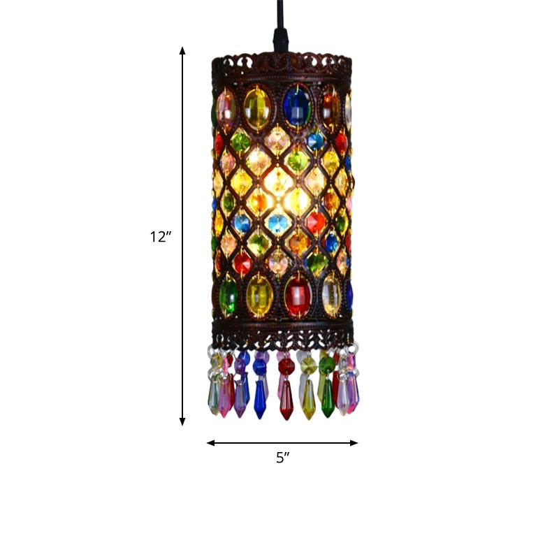 Plafonnier suspendu en cuivre à 1 ampoule, luminaire traditionnel à Suspension cylindrique en métal, pour Restaurant Clear...