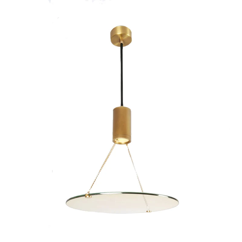 Plafonnier suspendu cylindrique en laiton, simplicité, LED, pour salle à manger, lumière chaude/naturelle, avec disque en...