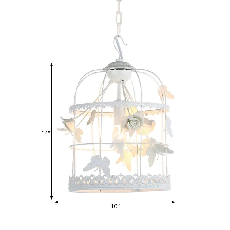 Plafonnier suspendu en forme de cage à oiseaux blanche, en métal traditionnel, 1 lumière, luminaire décoratif d'intérieur,...