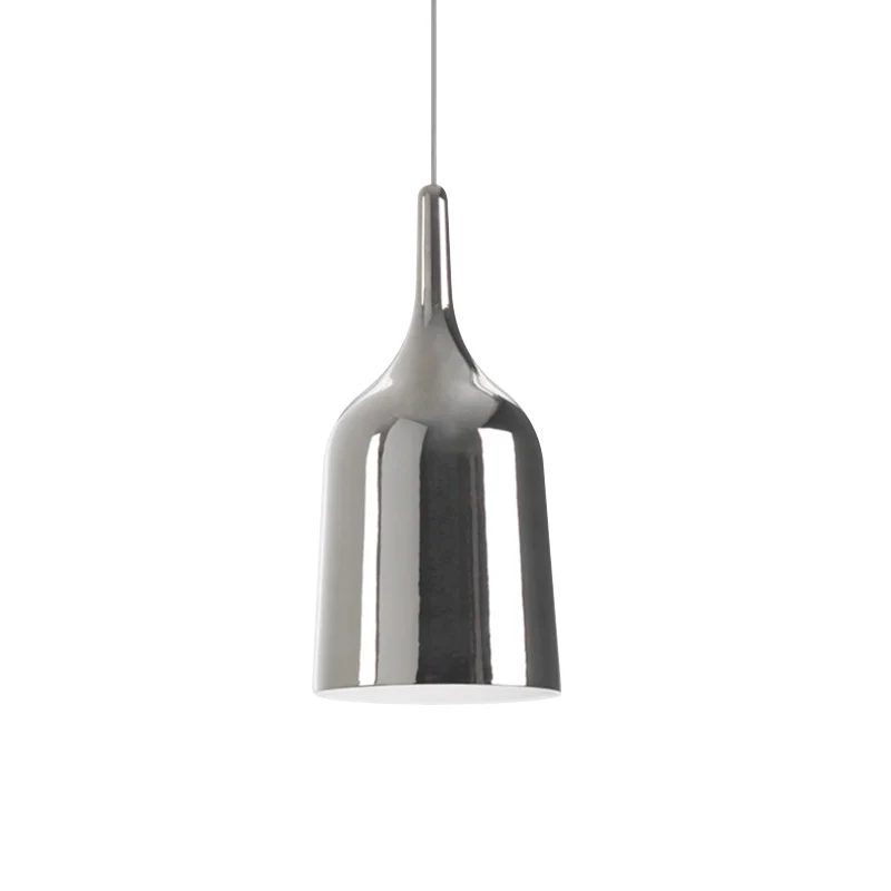 Plafonnier suspendu en forme de cloche de 6/8/10.5 pouces de large, moderne en métal, 1 lumière, noir/blanc/Chrome Clearhalo