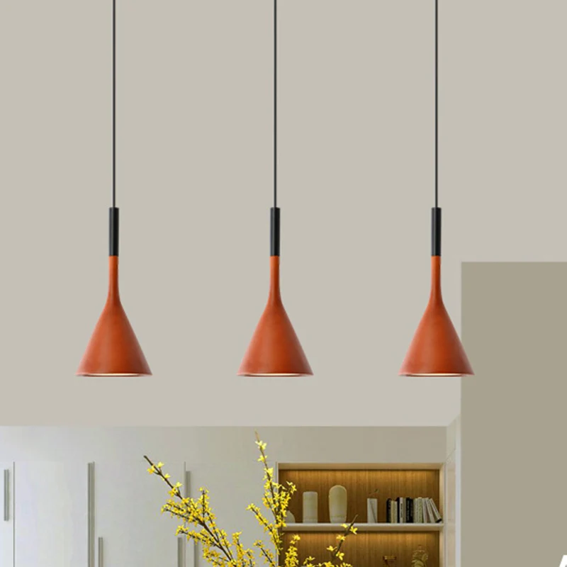 Plafonnier suspendu en forme d'entonnoir, barre de cuisine, en aluminium, 1 ampoule, plafonnier suspendu de Style nordique...
