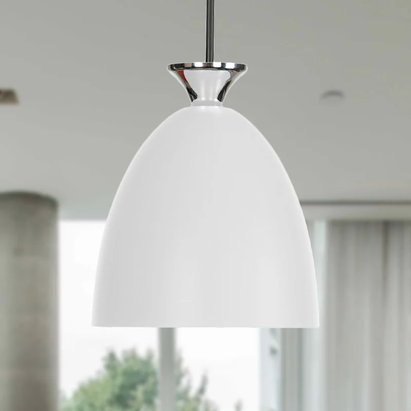 Plafonnier suspendu en forme de dôme bleu/gris Macaron métallique, lampe de chevet à 1 lumière avec cordon réglable Clearhalo