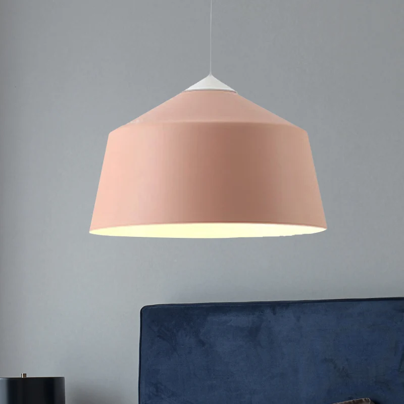 Plafonnier suspendu en forme de dôme en métal nordique, 1 lumière, noir/gris/rose Clearhalo