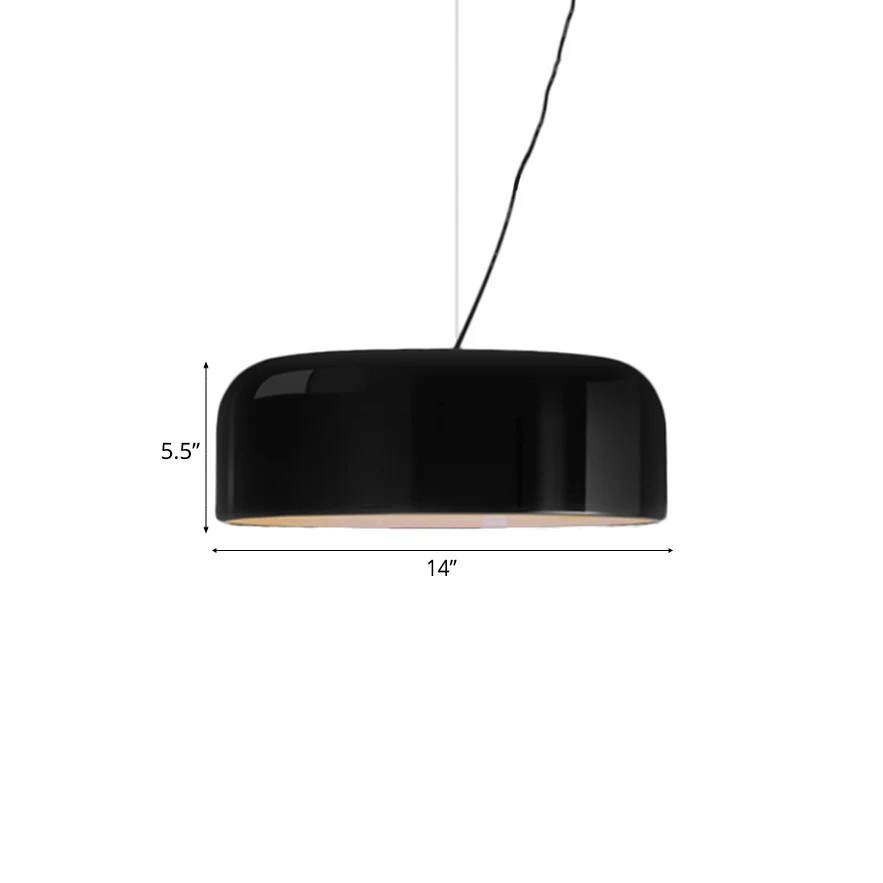 Plafonnier suspendu en forme de dôme noir/blanc, luminaire suspendu simple à 1 tête en métal, 14"/19"/23,5" de large Clear...