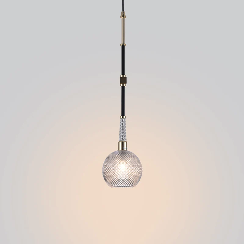 Plafonnier suspendu en forme de Globe, moderne, en verre transparent, 1 ampoule, noir, pour chevet Clearhalo