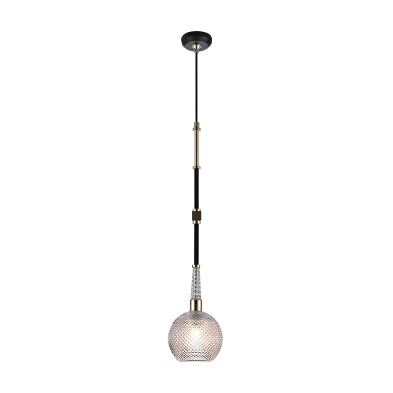 Plafonnier suspendu en forme de Globe, moderne, en verre transparent, 1 ampoule, noir, pour chevet Clearhalo