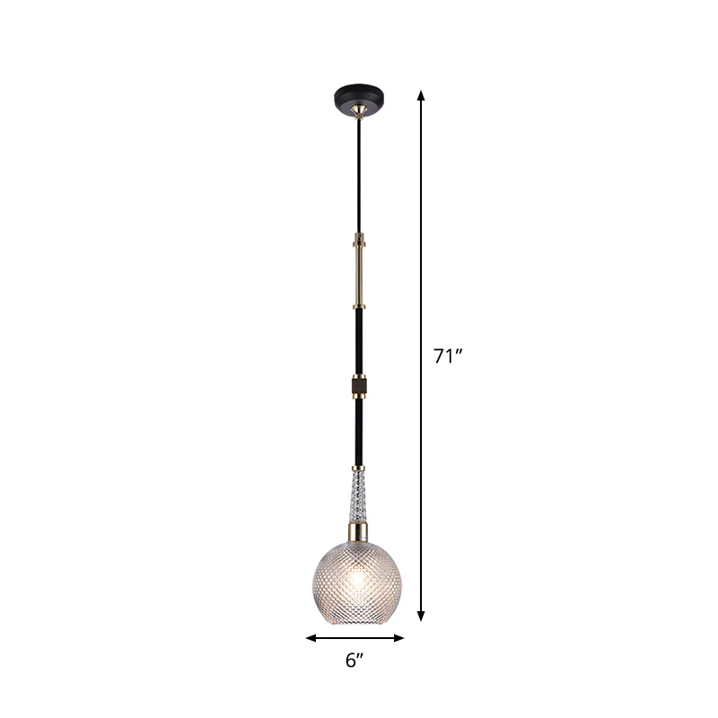 Plafonnier suspendu en forme de Globe, moderne, en verre transparent, 1 ampoule, noir, pour chevet Clearhalo