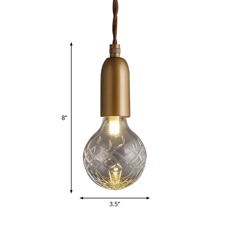 Plafonnier suspendu en forme de gouttelettes de verre en treillis transparent, plafonnier minimaliste à une ampoule, doré...