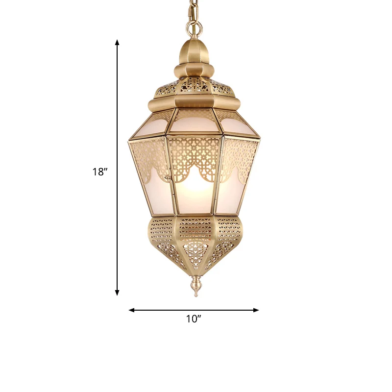 Plafonnier suspendu en laiton à 2 lumières, lanterne en métal de Style arabe, éclairage de lustre pour café Clearhalo