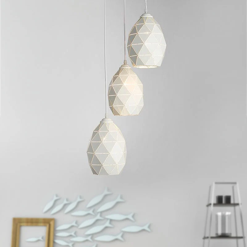 Plafonnier suspendu en métal à 3 lumières, plafonnier d'intérieur géométrique blanc de Style moderne, auvent linéaire/rond...
