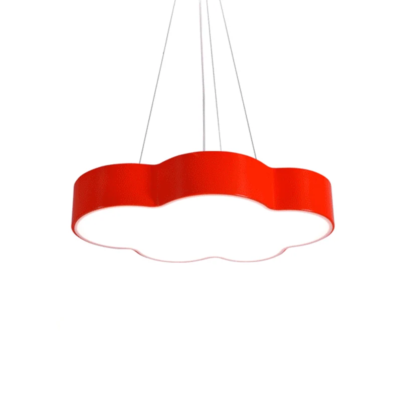 Plafonnier suspendu nuage rouge/jaune, lustre suspendu en acrylique macaron LED avec auvent rond Clearhalo