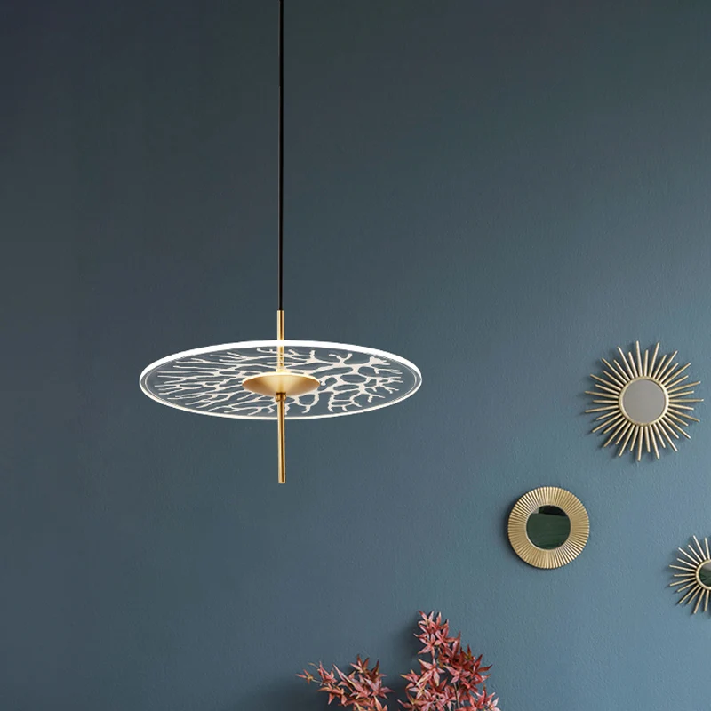 Plafonnier suspendu en verre pour Restaurant, disque, contexte clair, LED, minimalisme, lampe à pendule Clearhalo