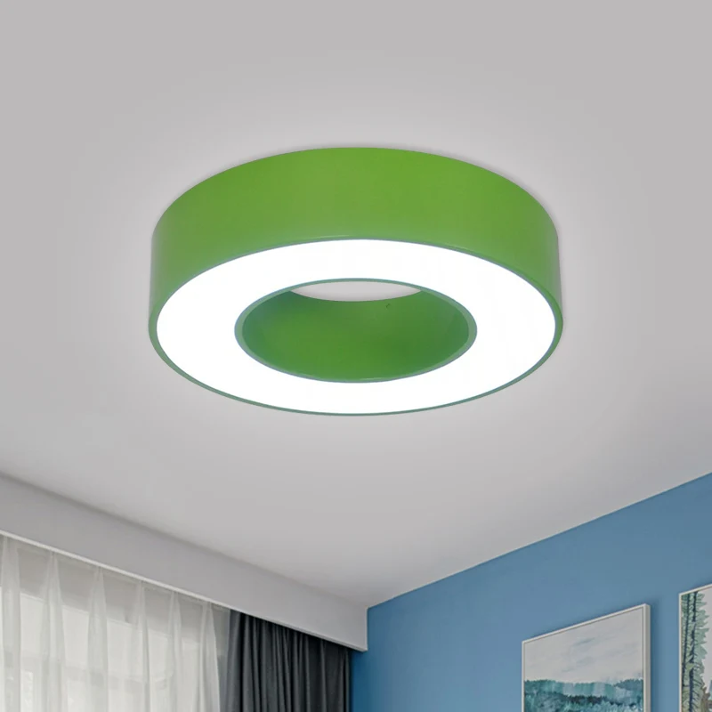 Plafonnier à tambour creux pour enfants, LED en acrylique bleu/rouge/jaune, luminaire proche du plafond Clearhalo