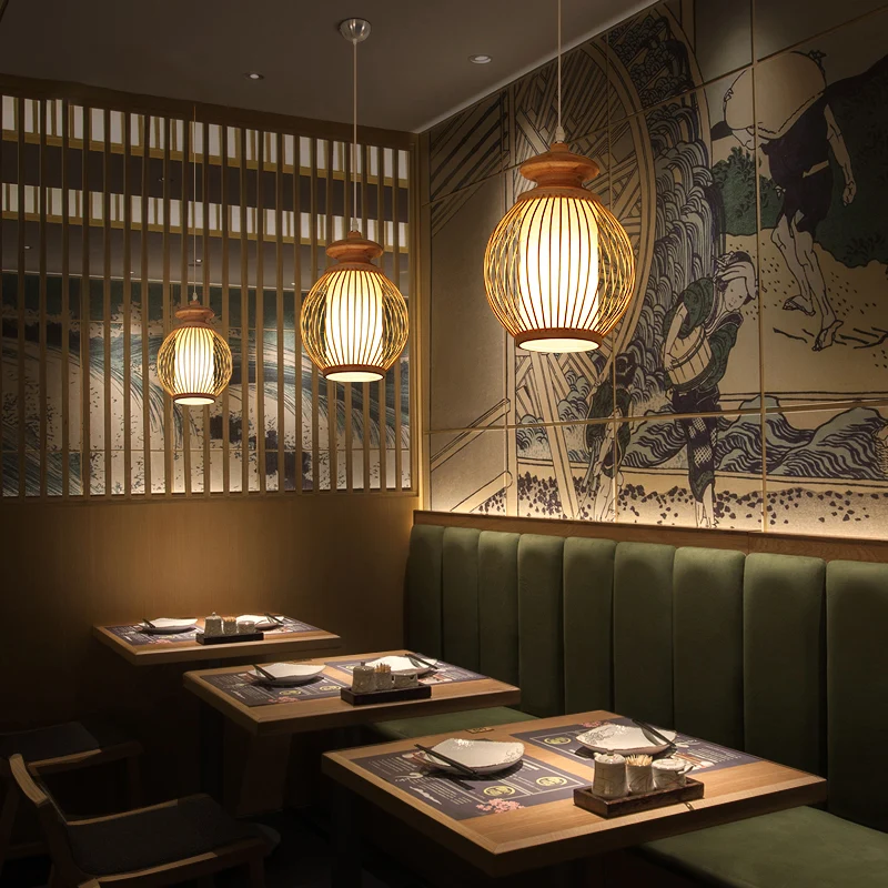 Plafonnier tissé à la main de Style moderne, éclairage suspendu en bambou pour Restaurant unique Clearhalo