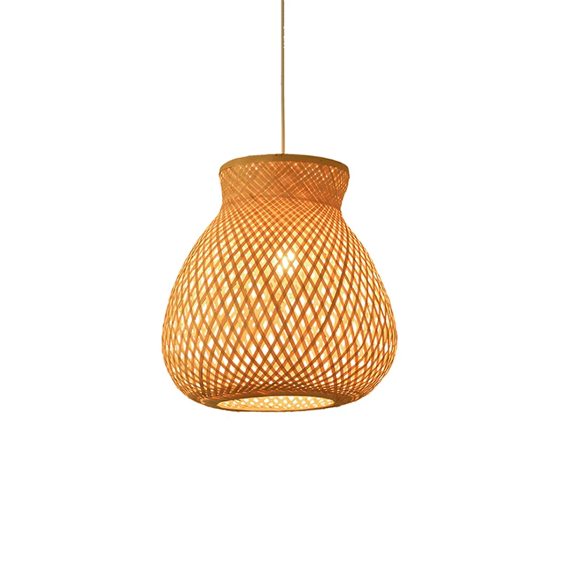 Plafonnier tissé moderne en bambou, luminaire suspendu en bois, luminaire décoratif d'intérieur, idéal pour un Restaurant...
