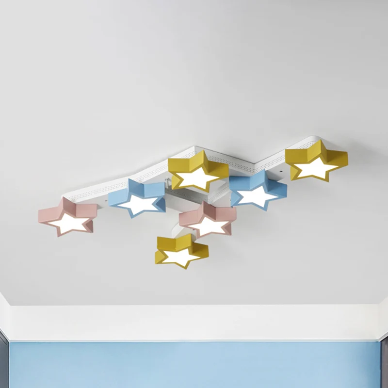 Plafonnier étoilé pour chambre d'enfant, en acrylique, 7 têtes, Style Macron, plafonnier multicolore Clearhalo