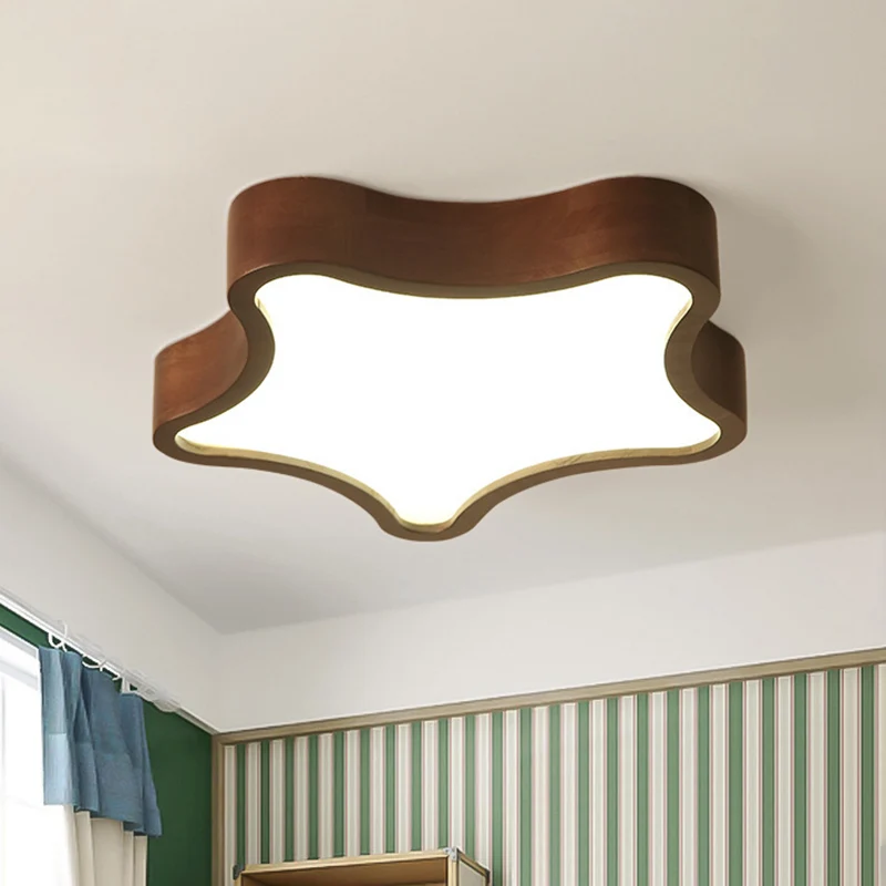 Plafonnier étoile 1 lumière en bois, spot nordique à encastrer pour chambre d'enfant Clearhalo