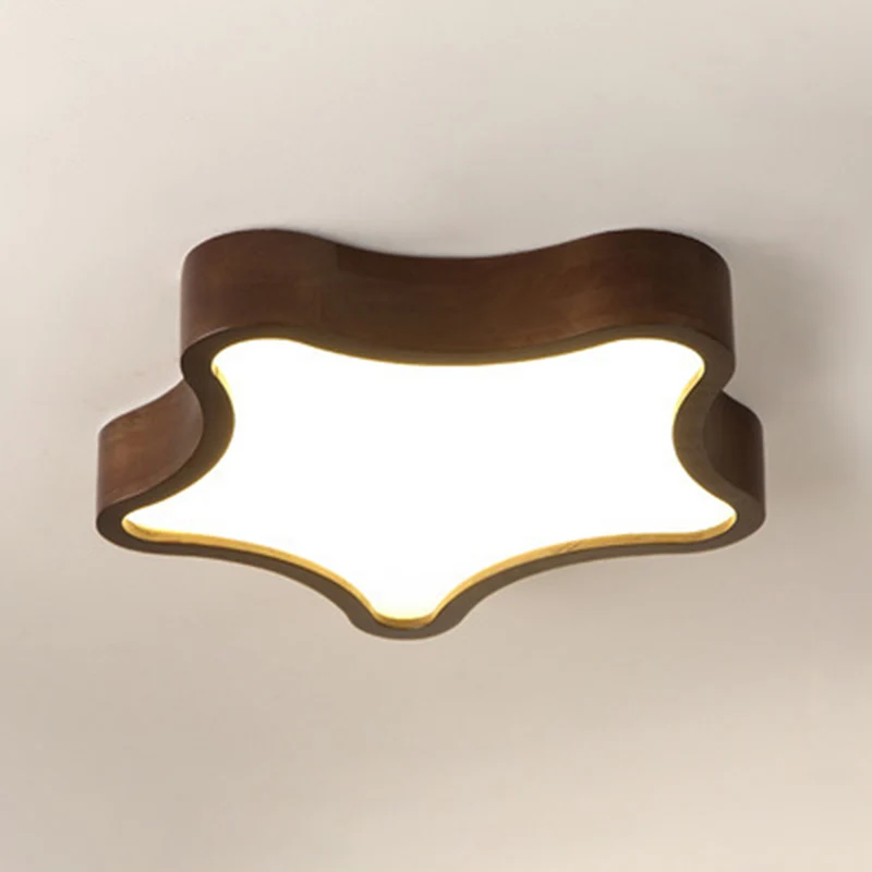 Plafonnier étoile 1 lumière en bois, spot nordique à encastrer pour chambre d'enfant Clearhalo