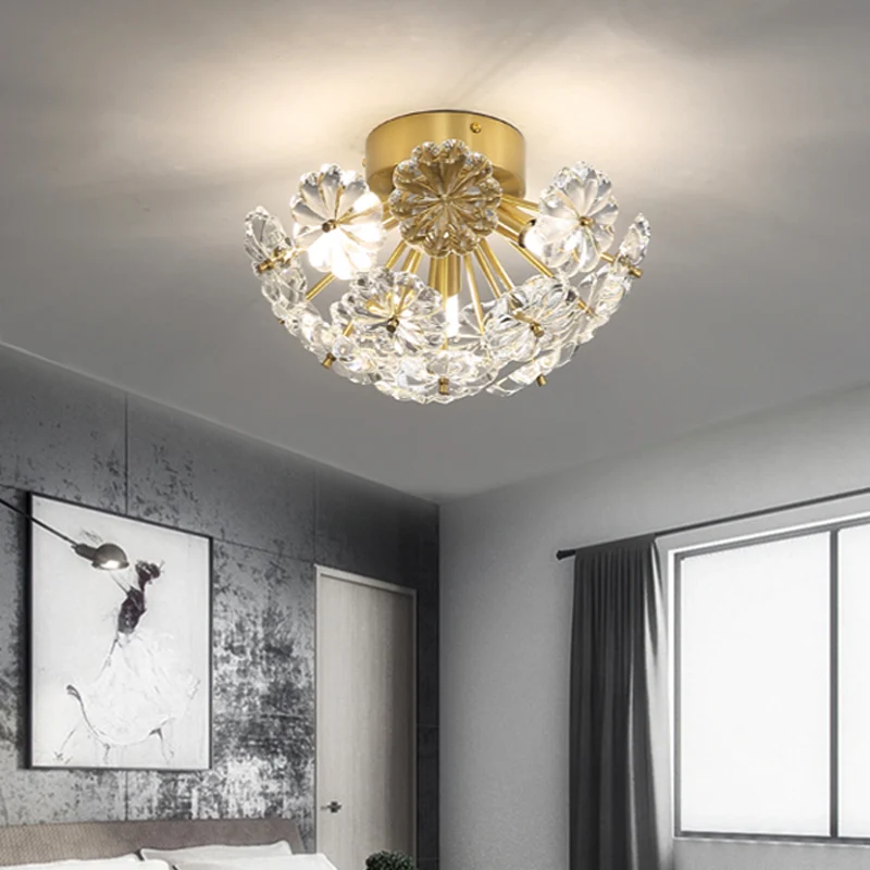 Plafonnier traditionnel à 3 ampoules en verre transparent et en laiton pour chambre à coucher, 12,5"/19" de large Clearhalo