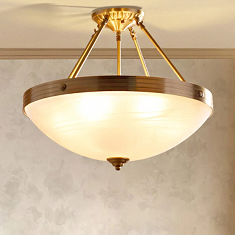 Plafonnier traditionnel doré à 3 lumières en forme de bol en verre givré, semi-encastré pour salle à manger, 12"/16"/19,5"...