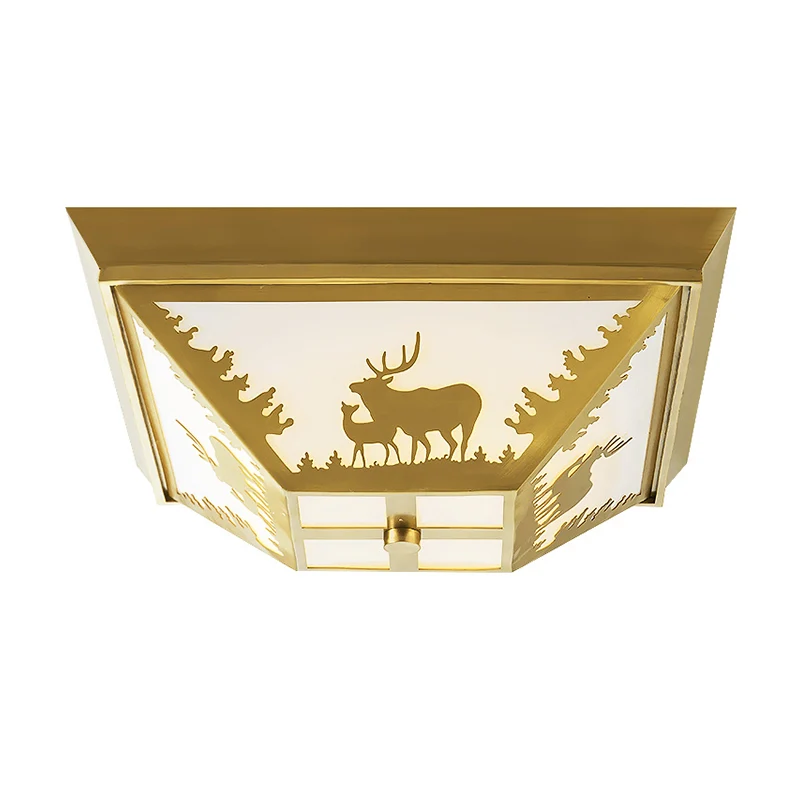 Plafonnier trapèze en laiton, éclairage Vintage en métal, 4 ampoules, lampe de plafond pour salon Clearhalo