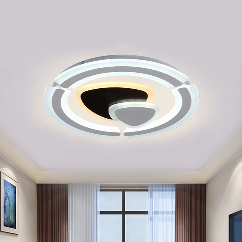 Plafonnier triangulaire noir et blanc, Style moderne, LED en acrylique, lumière blanche chaude/télécommande, gradation con...
