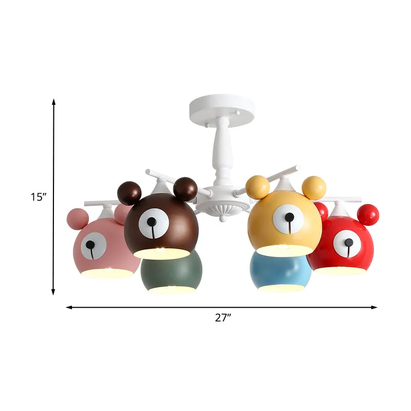 Plafonnier tête d'animal blanc pour enfants, 6 lumières en fer, éclairage Semi-encastré pour chambre d'enfant Clearhalo