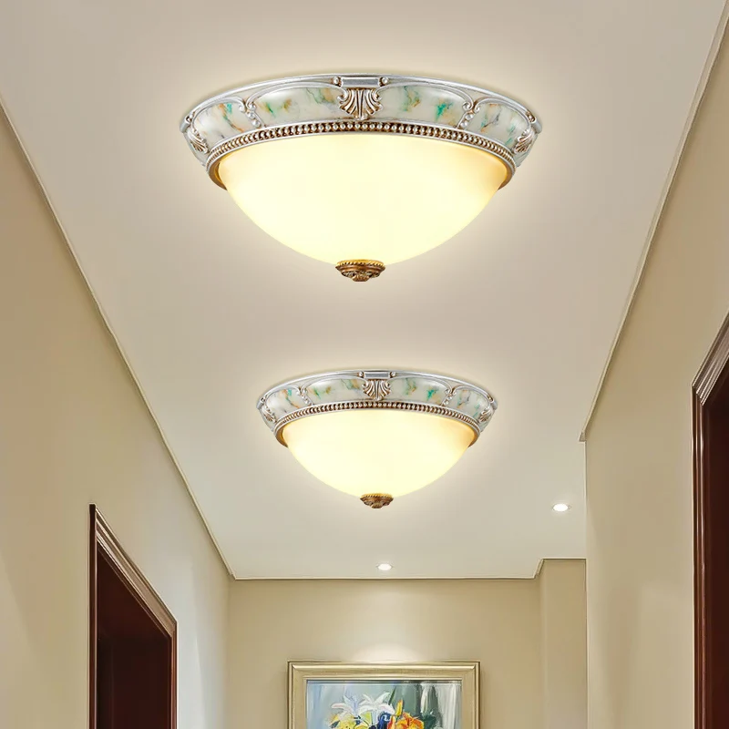 Plafonnier à 1 tête en verre ivoire de 11 po/15 po/19 po de largeur, style traditionnel, en forme de dôme argenté, couloir...