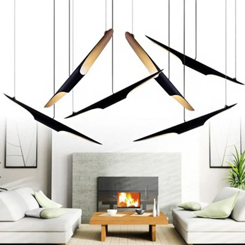 Plafonnier tubulaire à biais métallique, luminaire suspendu minimaliste à 2 ampoules, noir Clearhalo