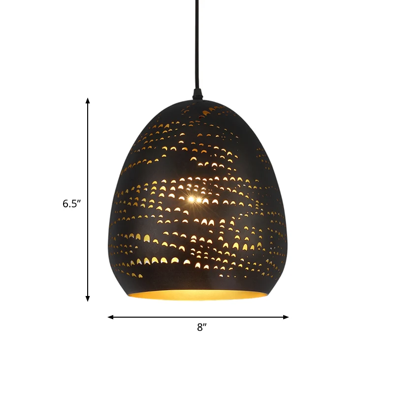 Plafonnier Urne Traditionnel 8"/10" de Large Luminaire Suspendu en Métal à 1 Tête en Noir Clearhalo