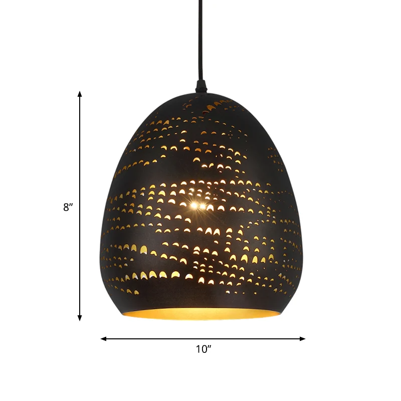 Plafonnier Urne Traditionnel 8"/10" de Large Luminaire Suspendu en Métal à 1 Tête en Noir Clearhalo