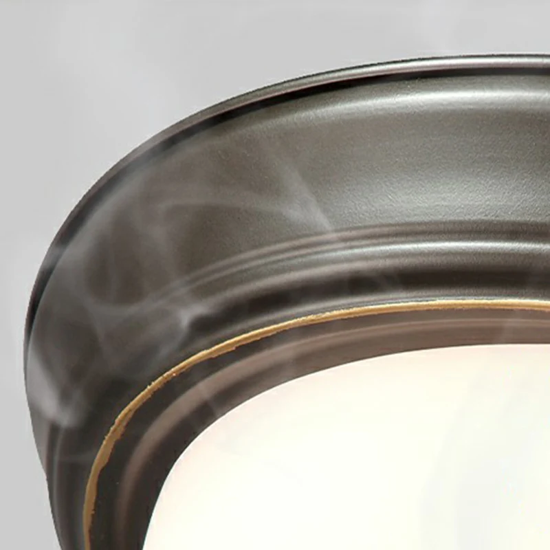 Plafonnier en verre crème à dôme inversé, éclairage classique à 3 têtes pour chambre à coucher, noir Clearhalo