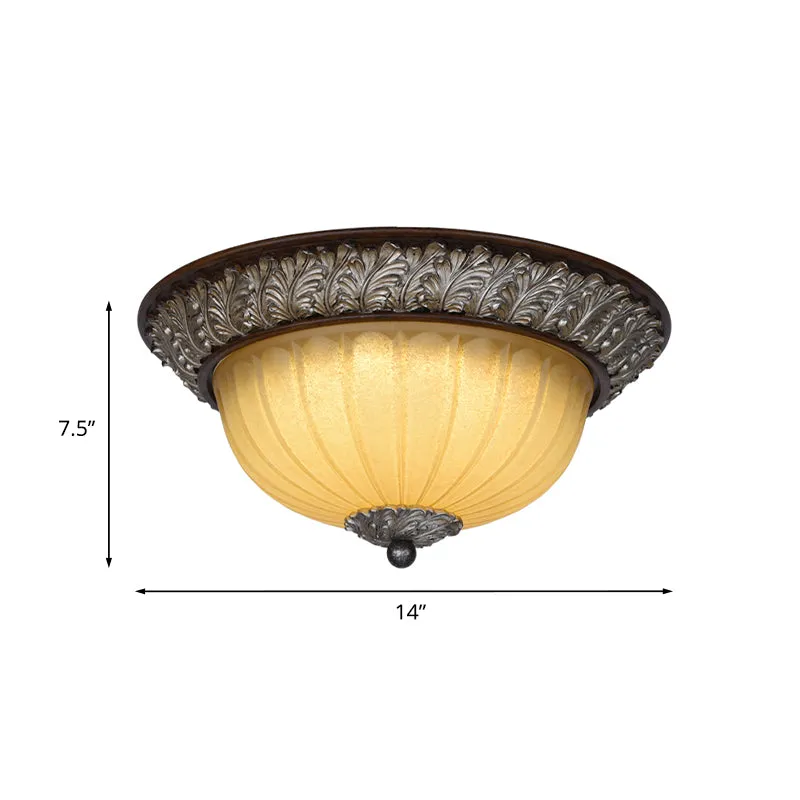 Plafonnier en verre dépoli à dôme, lampe encastrée vintage à 2 ampoules pour salle à manger en beige Clearhalo