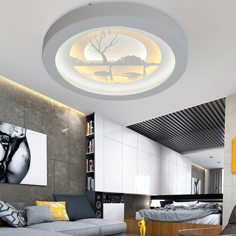 Plafonniers LED circulaires blancs plafonniers encastrés en acrylique nordique pour salon Clearhalo