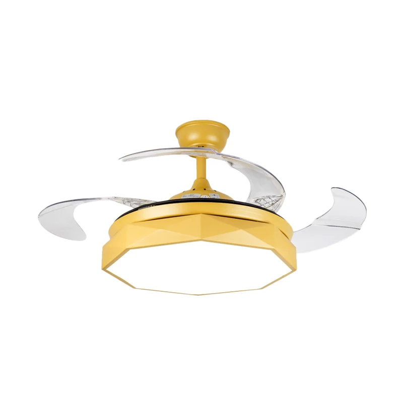 Prismy – ventilateur de plafond métallique pour salon, 15,5 pouces de large, LED, montage semi-encastré nordique, 4 pales...