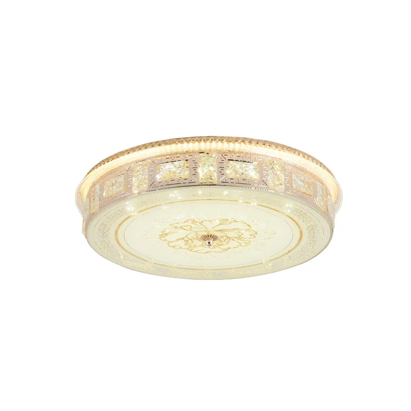 Projecteur LED encastré en cristal moderniste or rond/carré salon motif floral éclairage de plafond Clearhalo