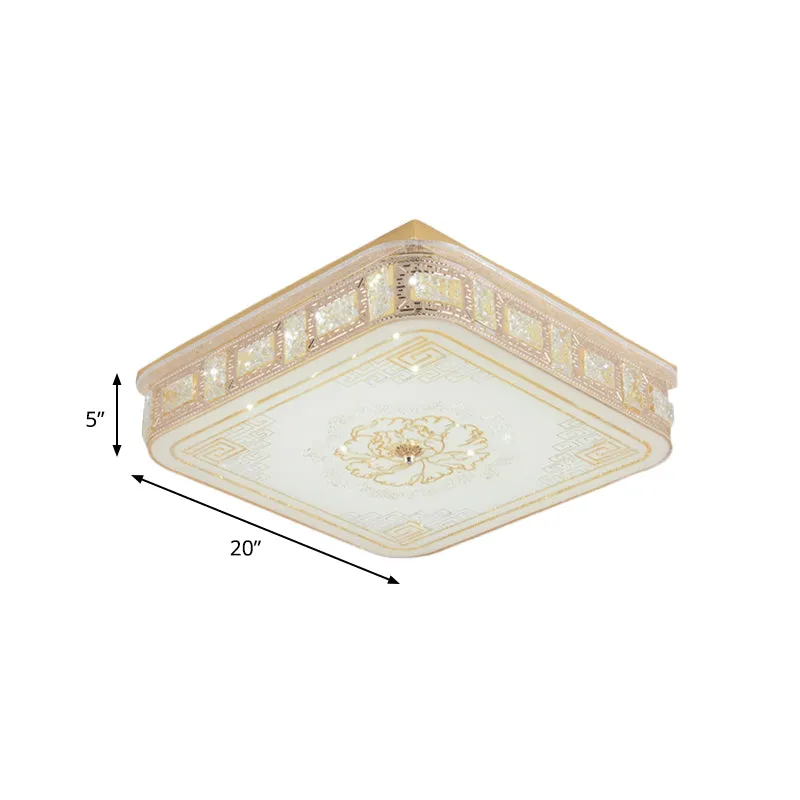 Projecteur LED encastré en cristal moderniste or rond/carré salon motif floral éclairage de plafond Clearhalo
