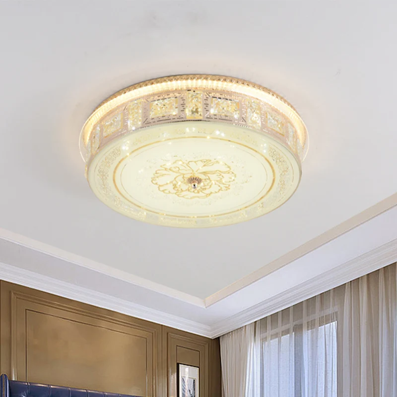 Projecteur LED encastré en cristal moderniste or rond/carré salon motif floral éclairage de plafond Clearhalo