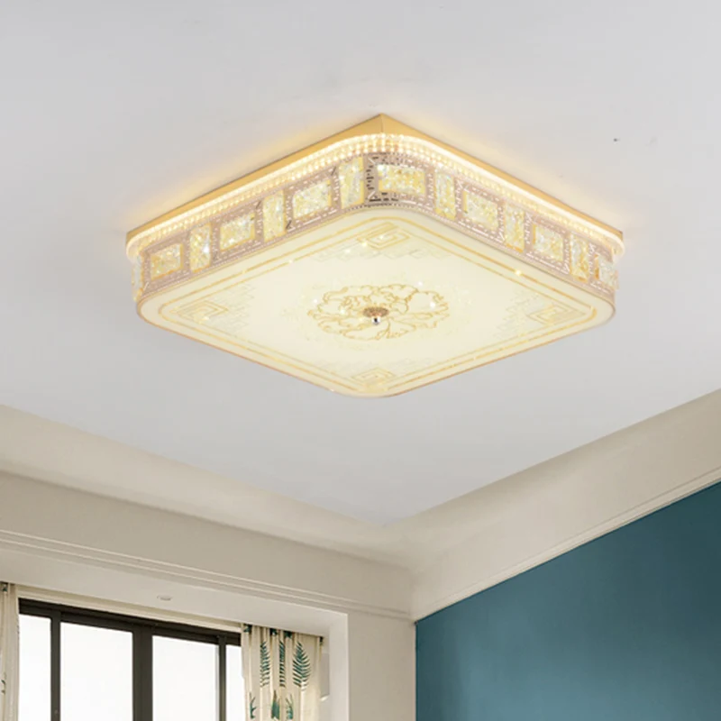 Projecteur LED encastré en cristal moderniste or rond/carré salon motif floral éclairage de plafond Clearhalo