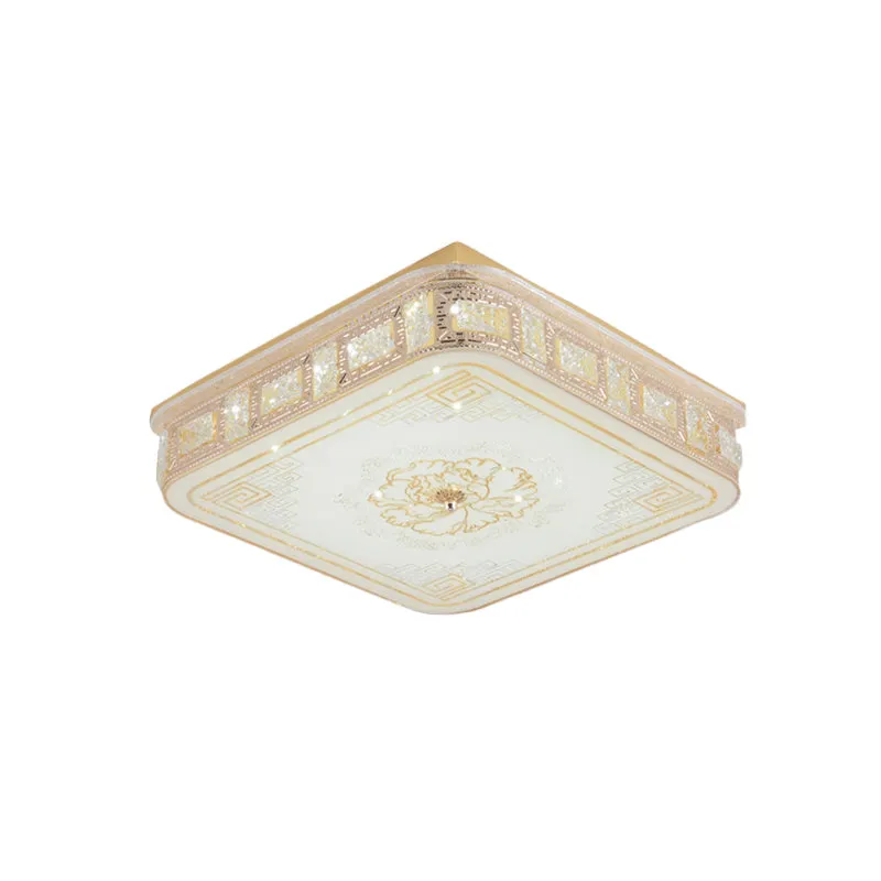 Projecteur LED encastré en cristal moderniste or rond/carré salon motif floral éclairage de plafond Clearhalo