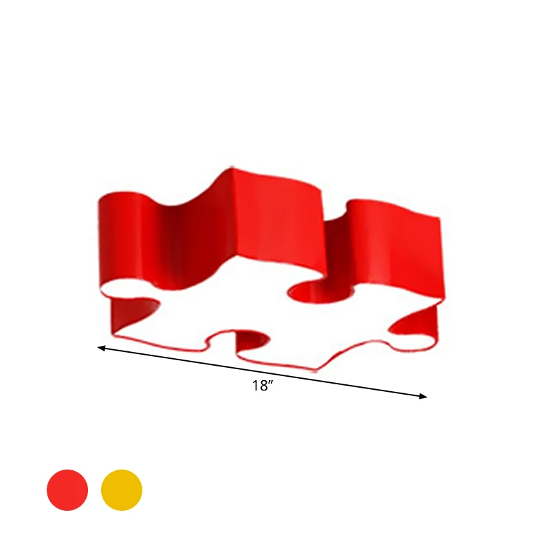 Puzzles Plafonnier Plafonnier Style Enfants Acrylique Rouge/Jaune LED Plafonnier en Blanc/3 Couleurs de Lumière Clearhalo