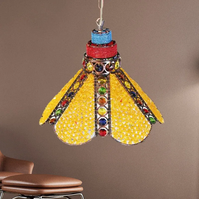 Restaurant festonné vers le bas éclairage décoratif en métal 1 ampoule jaune lampe à Suspension de plafond Clearhalo