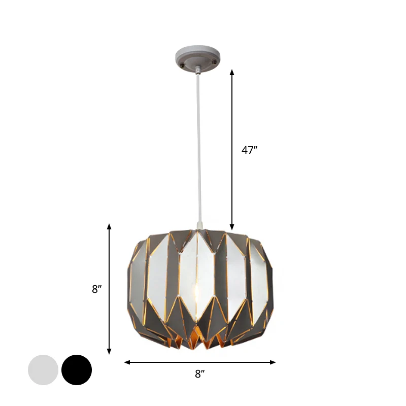 Restaurant Origami lampe suspendue en métal une tête contemporaine noir/argent pendentif de plafond Clearhalo