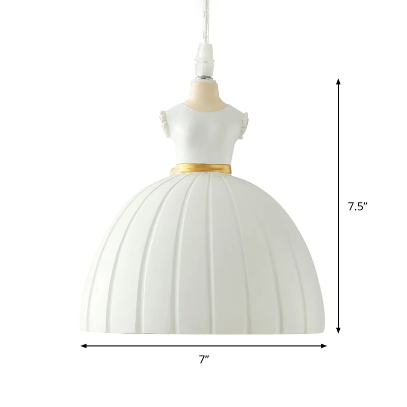Robe de poupée blanche, lampe pendule pour enfant, 1 ampoule, éclairage suspendu en résine pour chambre de fille Clearhalo