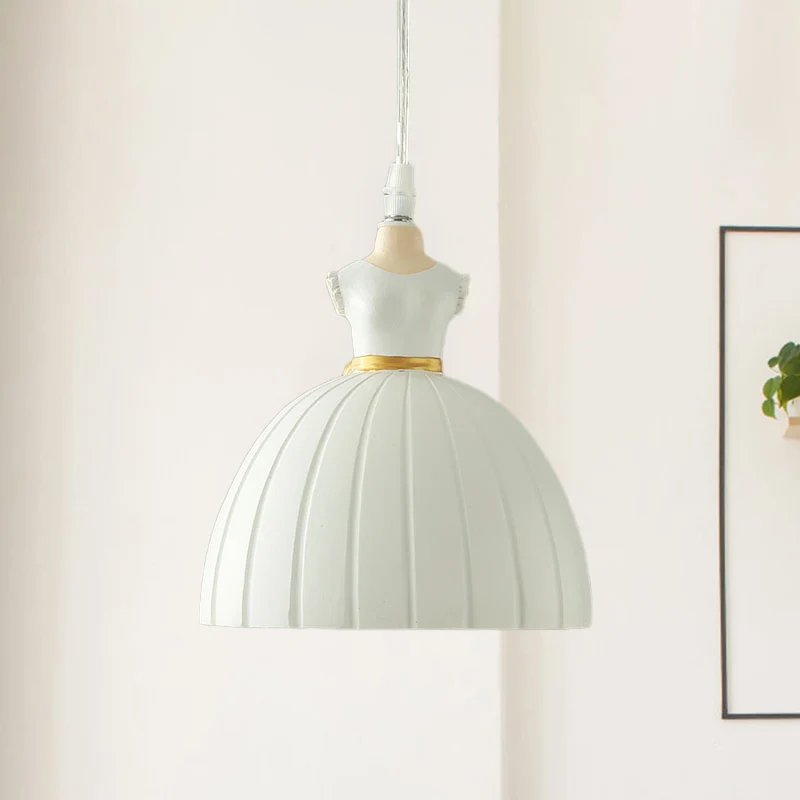Robe de poupée blanche, lampe pendule pour enfant, 1 ampoule, éclairage suspendu en résine pour chambre de fille Clearhalo