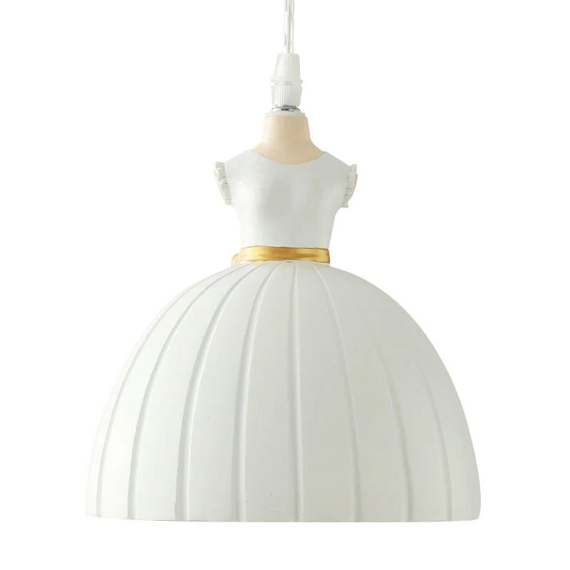 Robe de poupée blanche, lampe pendule pour enfant, 1 ampoule, éclairage suspendu en résine pour chambre de fille Clearhalo