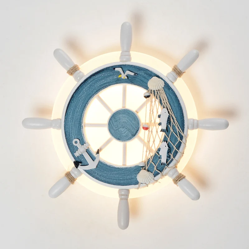 Rudder – lampe murale de chevet en acrylique, LED, éclairage créatif, bleu clair/blanc Clearhalo
