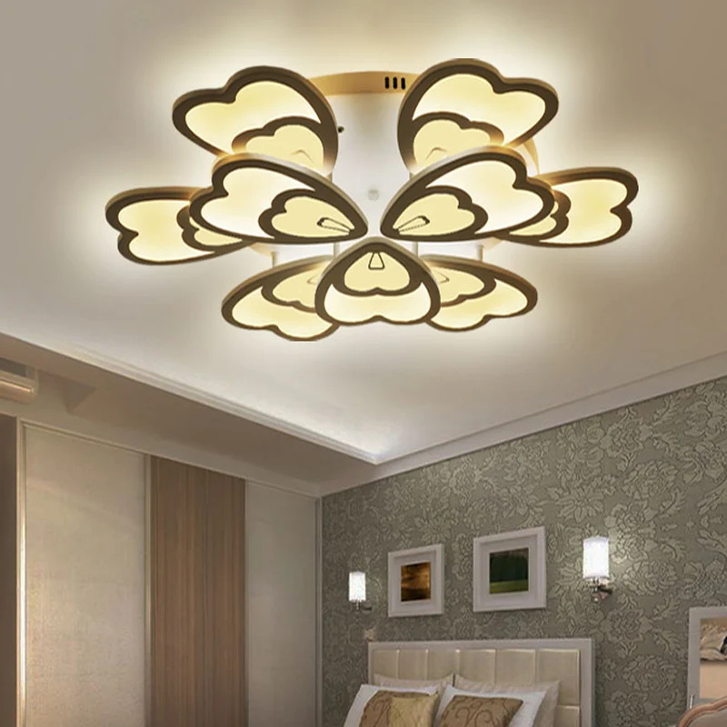 Semi-encastré en acrylique, plume de paon, contemporain, 6/12/15 têtes, lampe de plafond à LED en fleurs blanches, lumière...