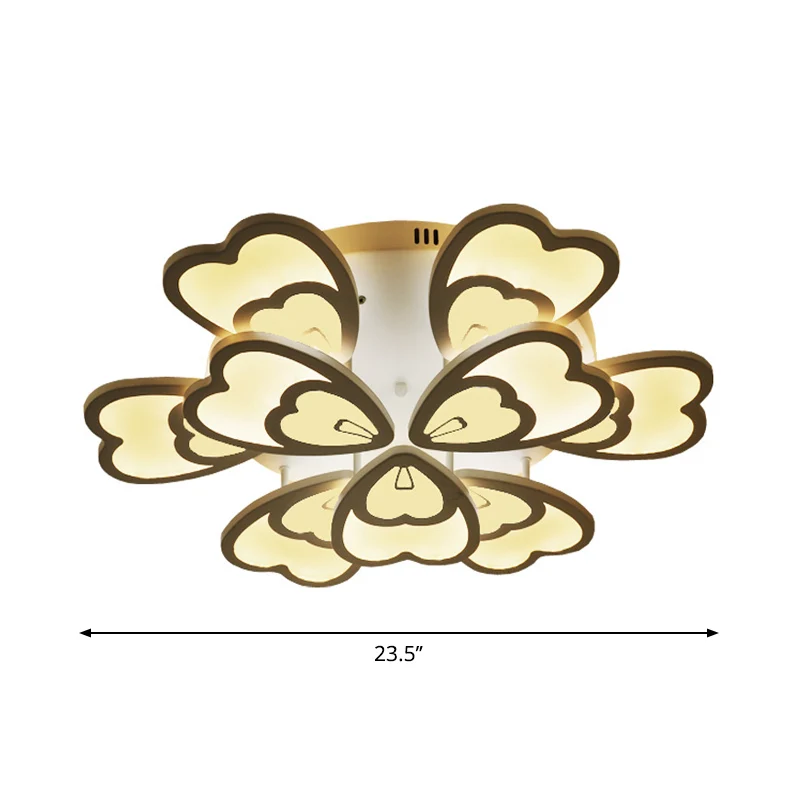 Semi-encastré en acrylique, plume de paon, contemporain, 6/12/15 têtes, lampe de plafond à LED en fleurs blanches, lumière...